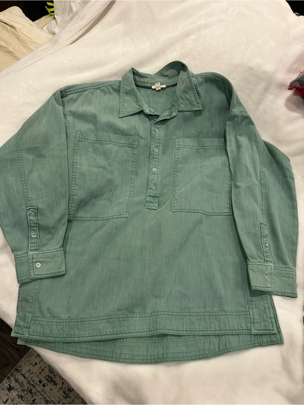 Pilcro Seafoam Green Casual Button-Down Pullover Shirt